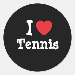 Sticker Rond J'aime Tennis coeur personnalisé