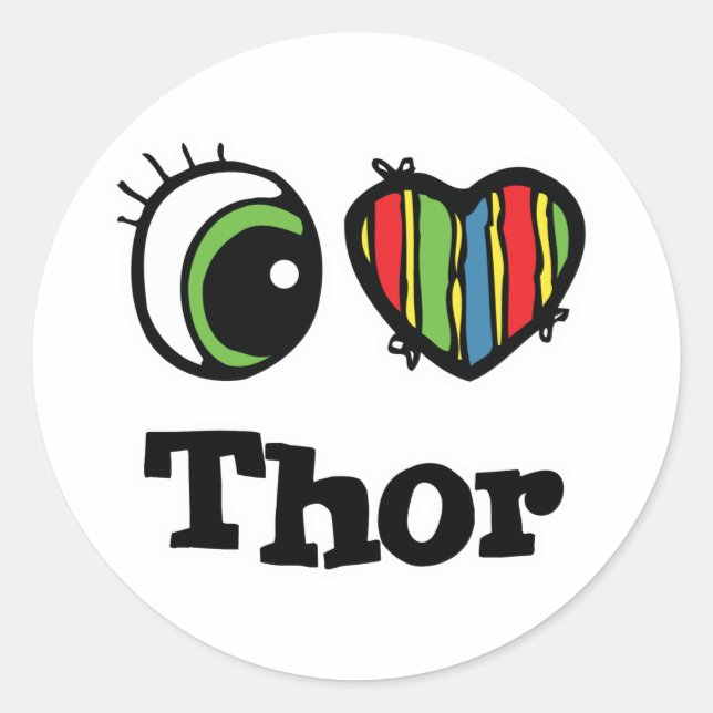 Sticker Rond J'aime Thor (Devant)