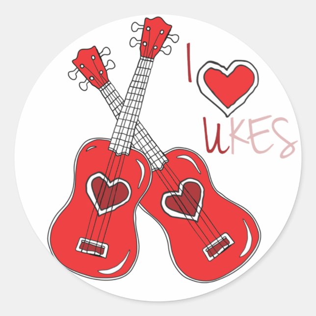 Sticker Rond J'aime Ukuleles (Devant)