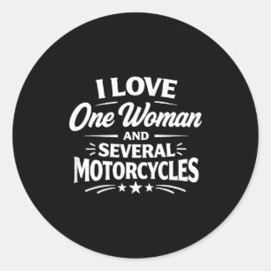 Sticker Rond J'aime une femme et plusieurs motos - 