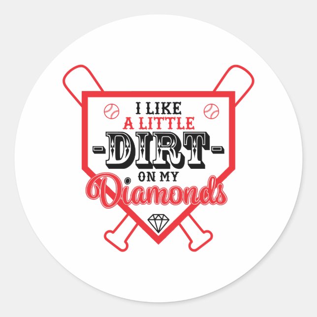 Sticker Rond J'aime une petite tête sur mon champ de baseball D (Devant)