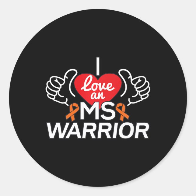 Sticker Rond J'Aime Une Sclérose En Plain Mme Warrior (Devant)