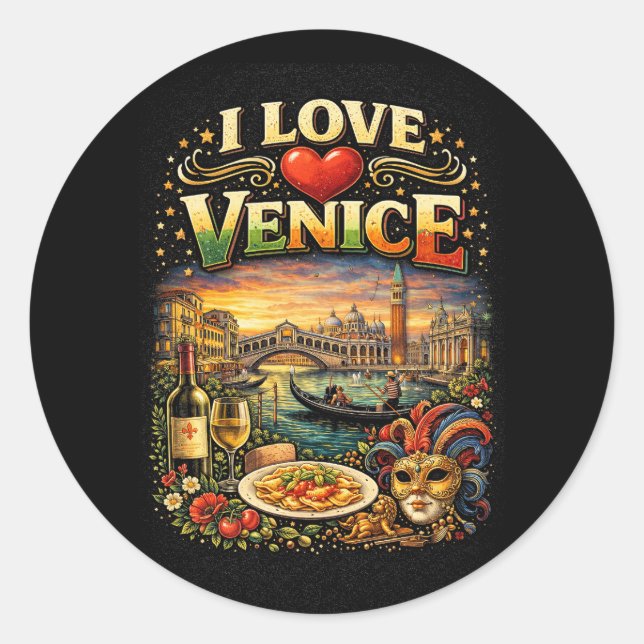 Sticker Rond J'aime Venise (Devant)