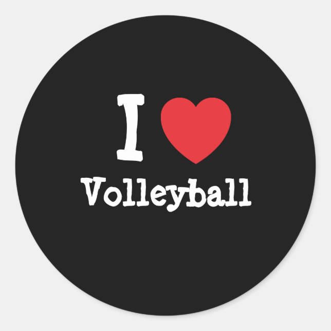Sticker Rond J'aime Volleyball coeur personnalisé (Devant)