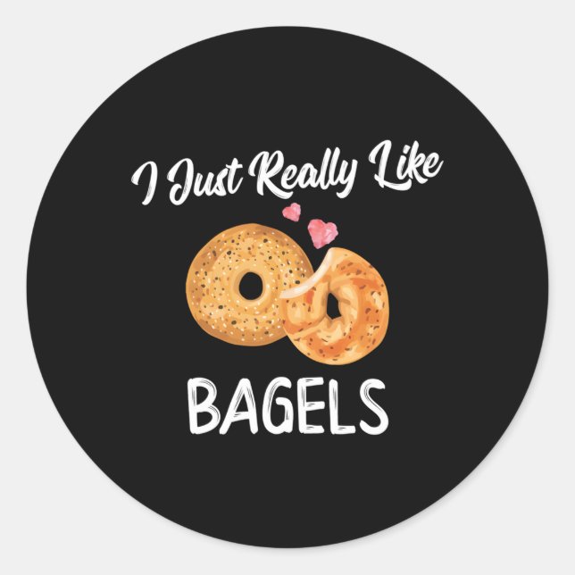 Sticker Rond J'Aime Vraiment Bagels National Bagel Day Foodi (Devant)