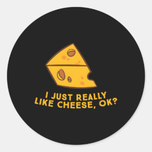 Sticker Rond J'Aime Vraiment Fromage Bon Fromage Humour aliment