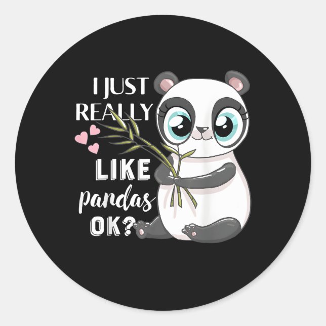 Sticker Rond J'Aime Vraiment Pandas Ok Panda (Devant)