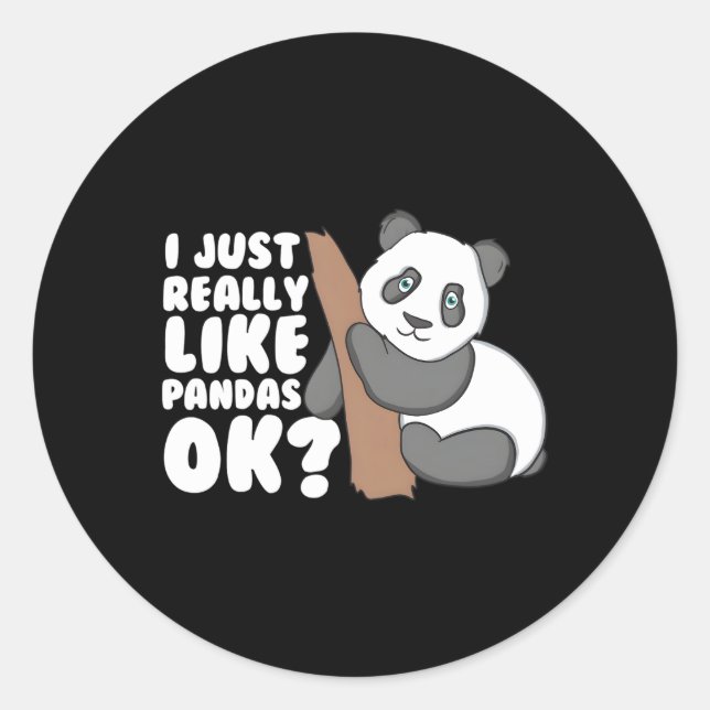 Sticker Rond J'Aime Vraiment Pandas Ok Panda (Devant)