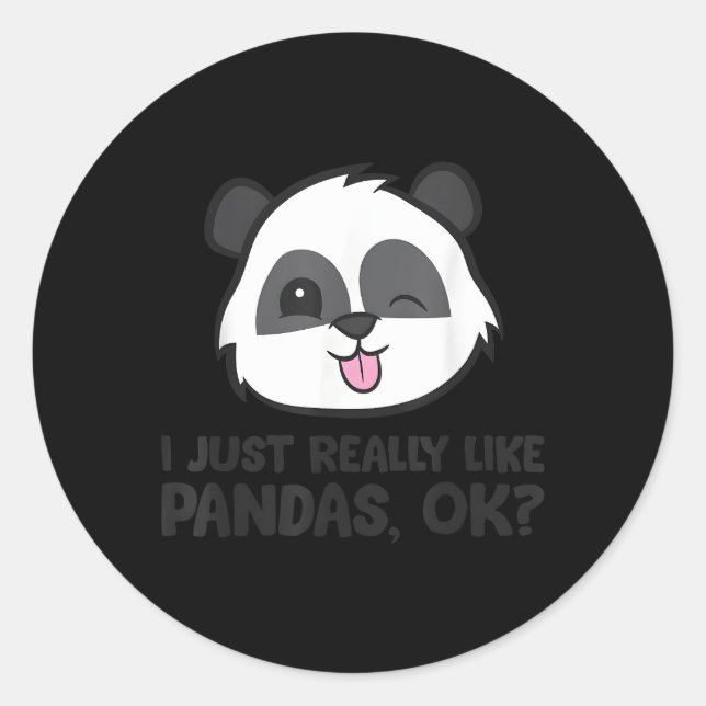 Sticker Rond J'Aime Vraiment Pandas Ok Panda (Devant)