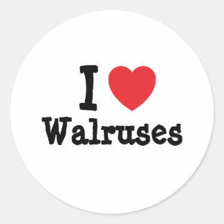 Sticker Rond J'aime Walruses coeur personnalisé