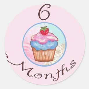 Sticker Rond Jalon Cupcake de 6 mois