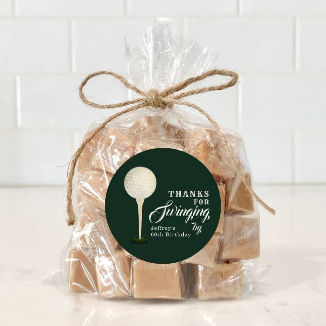 Sticker Rond Jalon de golf masculin Anniversaire Merci de fête (Créateur téléchargé)