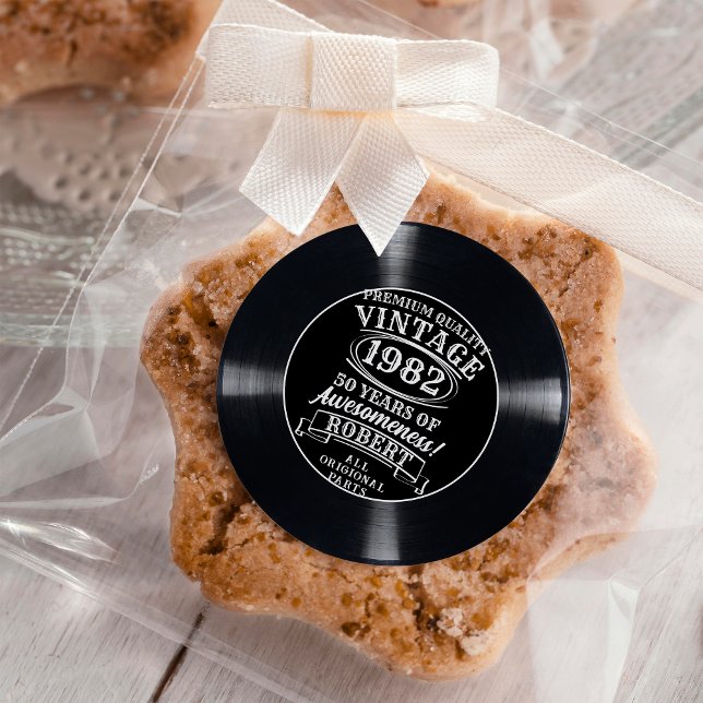 Sticker Rond Jalon vintage du record de vinyle Customisé Annive (Créateur téléchargé)