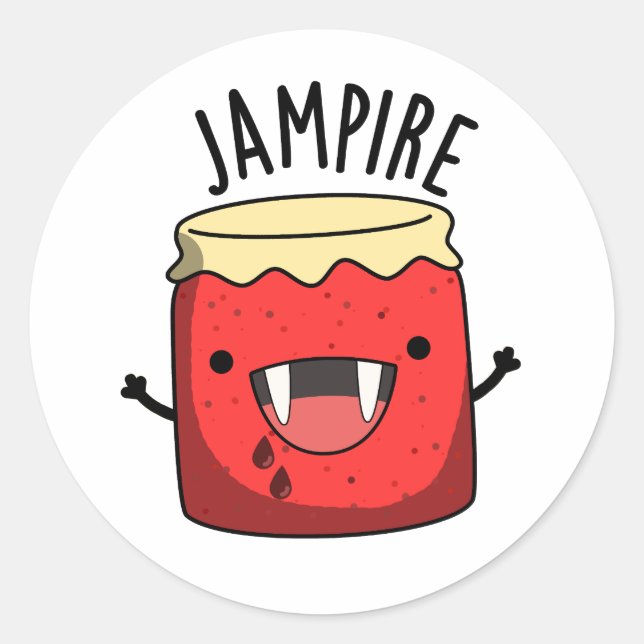Sticker Rond Jam-arbitre Funny Vampire Jam Pun (Devant)