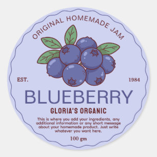 Sticker Rond Jam aux bleuets vintages Fruit Produit maison