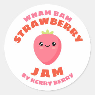 Sticker Rond Jam aux fraises Kawaii