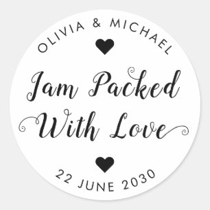 Sticker Rond Jam Emballé Avec Amour Mariage Party Jam Jar Faveu