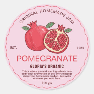Sticker Rond Jam Fruit vintage à la grenade Produit maison