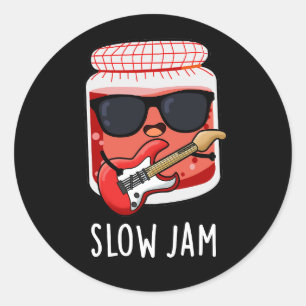 Sticker Rond Jam Lent Amusant Nourriture Pun Dark BG