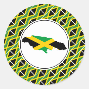 Sticker Rond JAMAICA DRAPEAU Jamaïque Carte élégant patriotique