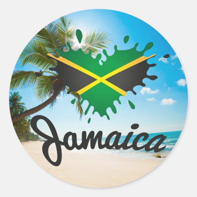 Sticker Rond Jamaica Flag Island - Proud Jamaicans - autocollan (Devant)