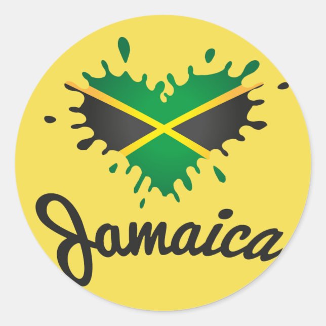 Sticker Rond Jamaica Flag Island - Proud Jamaicans - autocollan (Devant)