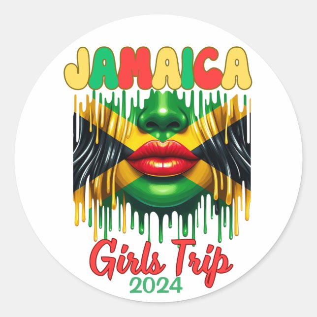 Sticker Rond Jamaica Girls Trip 2024 Tropical Beach Getaway (Devant)
