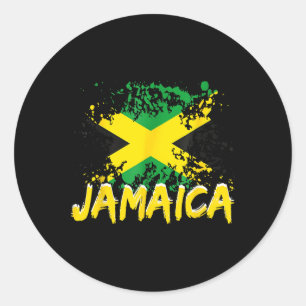 Sticker Rond Jamaica Retro Vintage Watercolors Sport Jamaican F