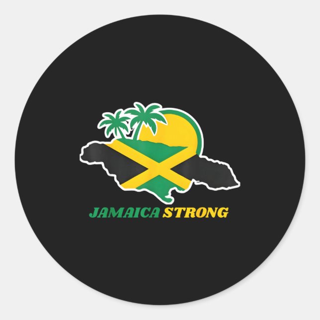 Sticker Rond Jamaica Strong I Love Jamaican Flag Heart Women Me (Devant)