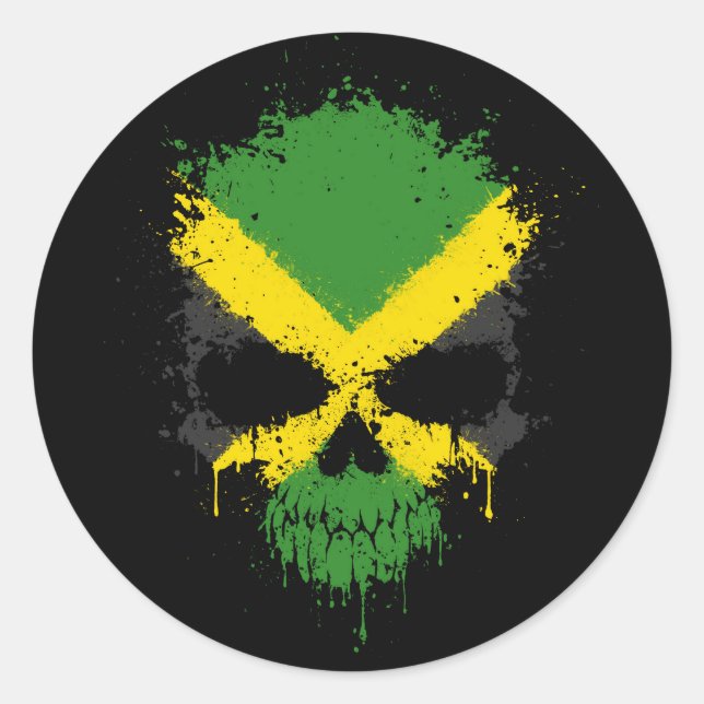 Sticker Rond Jamaïcain goutte-à-goutte crâne (Devant)
