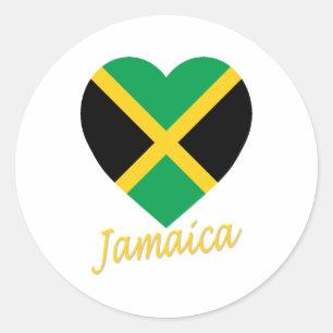 Sticker Rond Jamaïcaine - Coeur du drapeau
