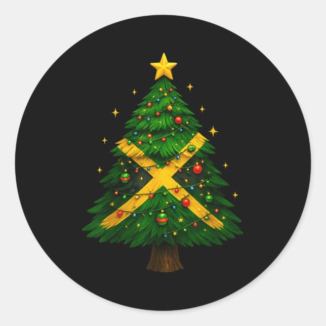 Sticker Rond Jamaican Christmas Tree Design, Festive Holiday Gr (Devant)