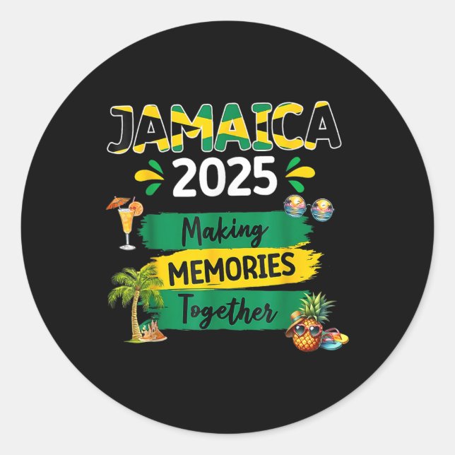 Sticker Rond Jamaïque 2025 Vacation Trip Matching Family Squad  (Devant)