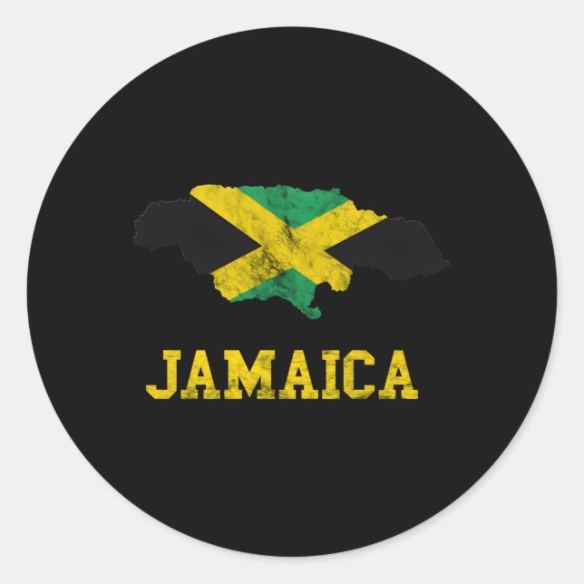 Sticker Rond Jamaïque Carte Jamaïque Drapeau Jamaïque Caraïbes  (Devant)