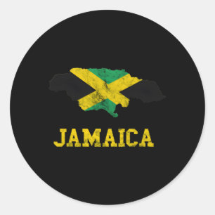 Sticker Rond Jamaïque Carte Jamaïque Drapeau Jamaïque Caraïbes