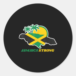 Sticker Rond Jamaïque forte j'aime le drapeau jamaïcain cœur fe