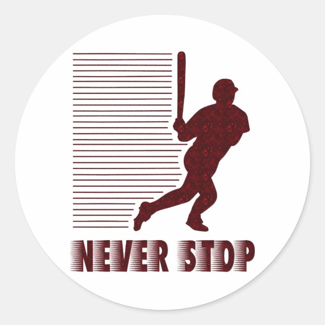 Sticker Rond Jamais arrêté : Baseball (Devant)