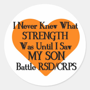 Sticker Rond Jamais connu la force/le coeur/le fils...RSD/CRPS