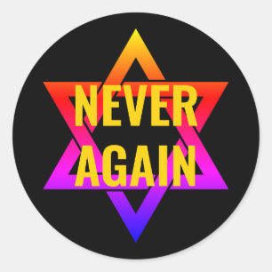 Sticker Rond JAMAIS DE NOUVEAU Holocauste YOM HASHOAH
