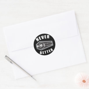 Sticker Rond Jamais mieux mort à l'intérieur squelette Hallowee