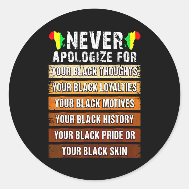 Sticker Rond Jamais Rétro Présenter des excuses Histoire noire  (Devant)