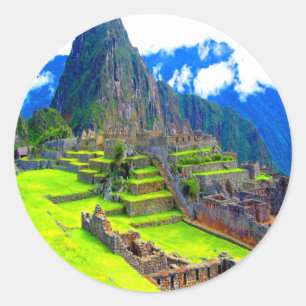 Sticker Rond Jamais souvenir de la beauté machu picchu peru