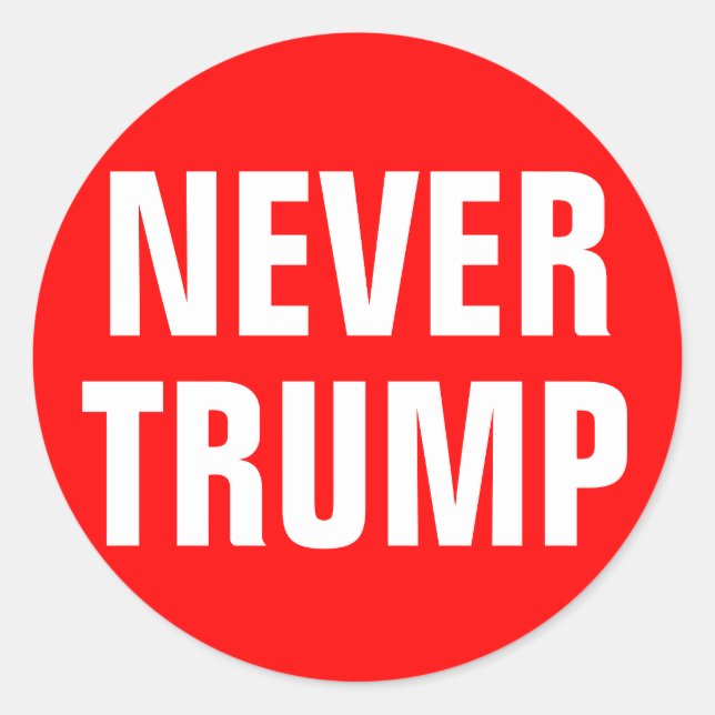 Sticker Rond JAMAIS TRUMP Pour Président 2016 (Devant)
