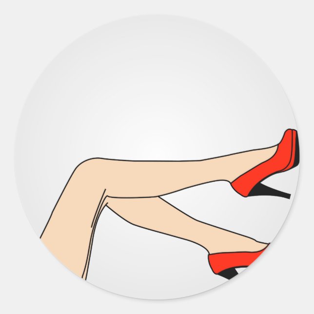 Sticker Rond Jambes d'une femme portant des stilettos rouges (Devant)
