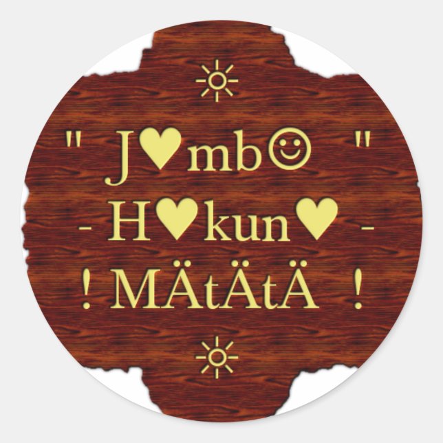 Sticker Rond Jambo Hakuna Matata : Art africain Imprimer/Graphi (Devant)