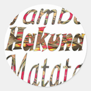 Sticker Rond Jambo Hakuna Matata Art Vintage africain Imprimer