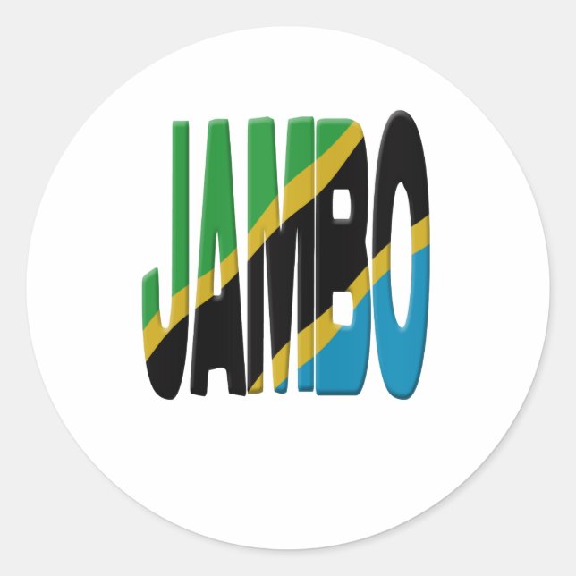 Sticker Rond Jambo Swahili - drapeau de Tanzanie (Devant)