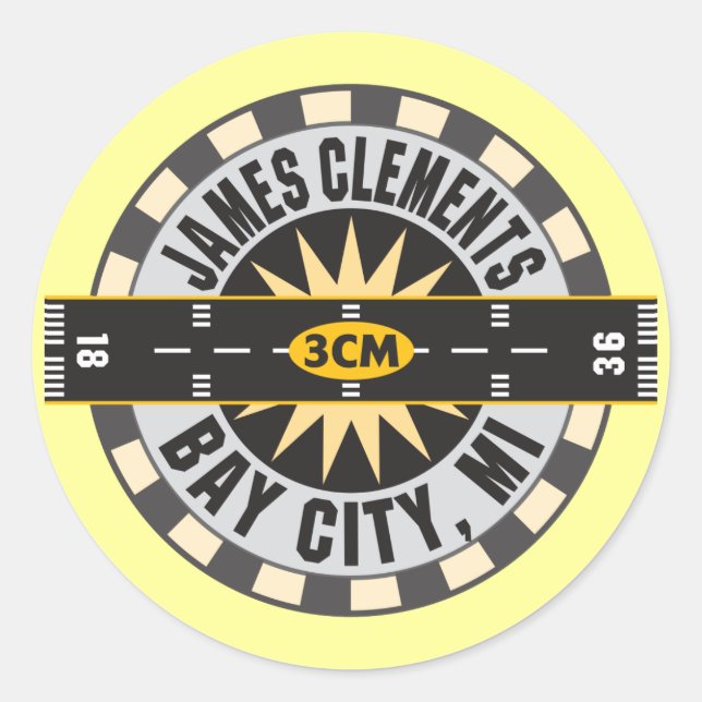 Sticker Rond James Clements Airport Bay City MI 3CM (Devant)