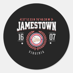 Sticker Rond Jamestown Virginia Colony Rustic Souvenir Revoluti