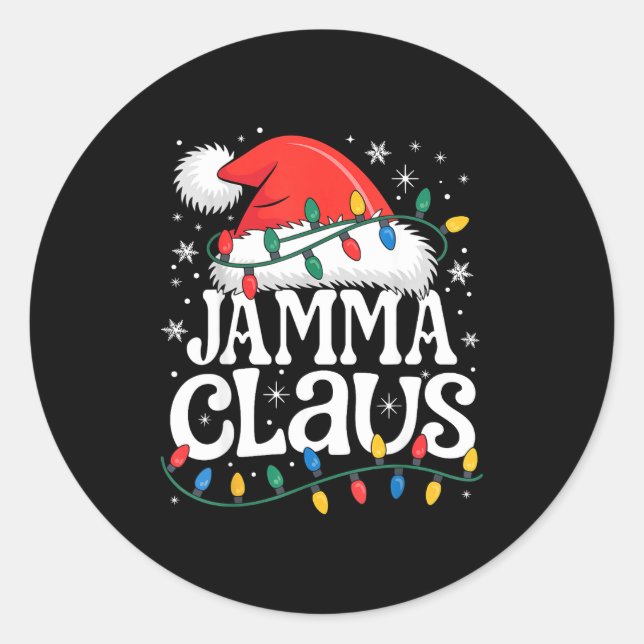 Sticker Rond Jamma Claus Funny Xmas Christmas Grandma Holiday S (Devant)